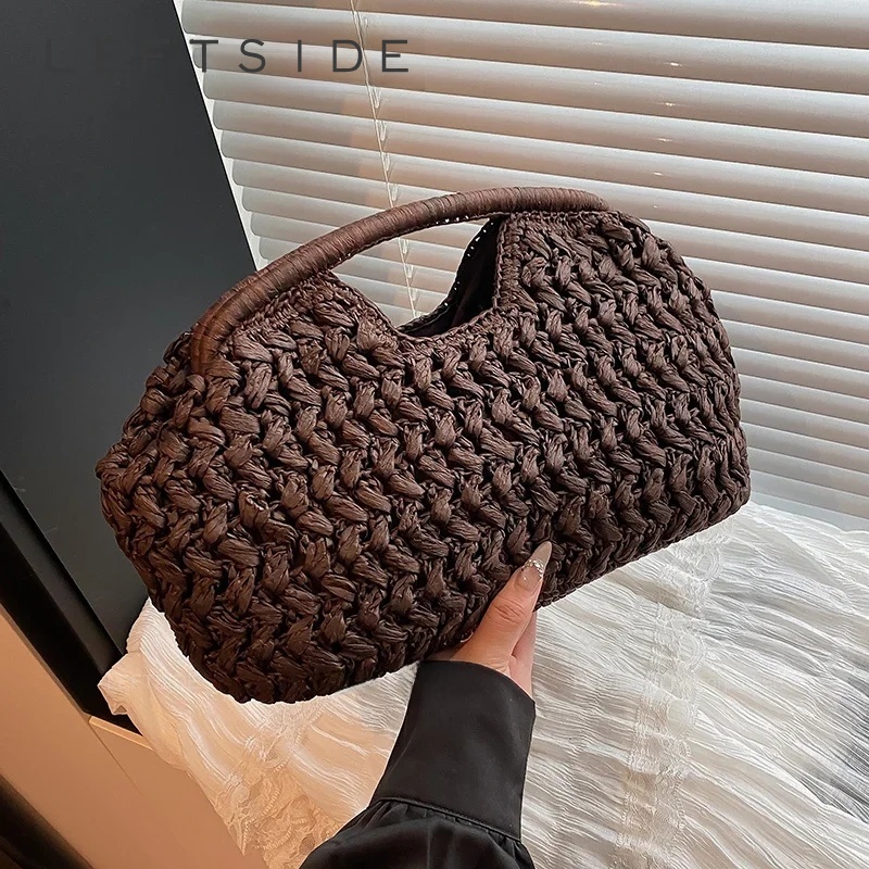 Luxury Beach Bags Ysl - LEFTSIDE Weave Straw Shoulder Bags for