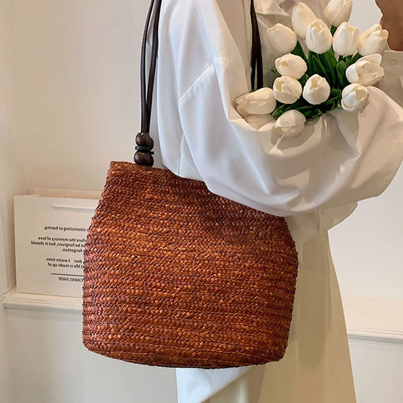 Luxury Beach Bags Ysl - Casual Straw Woven Shoulder Bags For