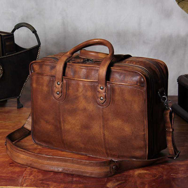 Luxury Bags That Fit Laptop - Luxury Vintage Genuine Leather Men Briefcase
