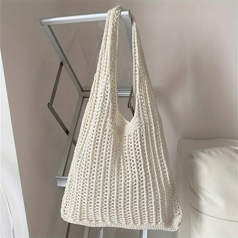 Luxury Beach Bags Ysl - Solid Color Large Capacity Knitting Shoulder