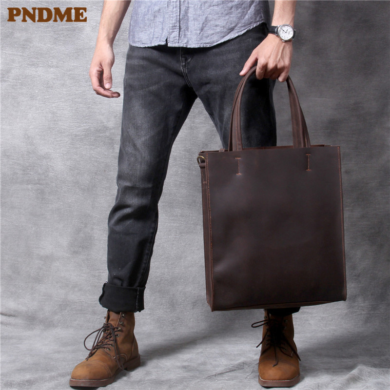 Vintage genuine leather men ha - Luxury Bags That Fit Laptop ulasan dan harga