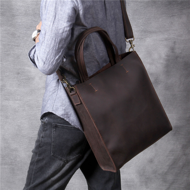 Vintage genuine leather men ha - Luxury Bags That Fit Laptop ulasan dan harga