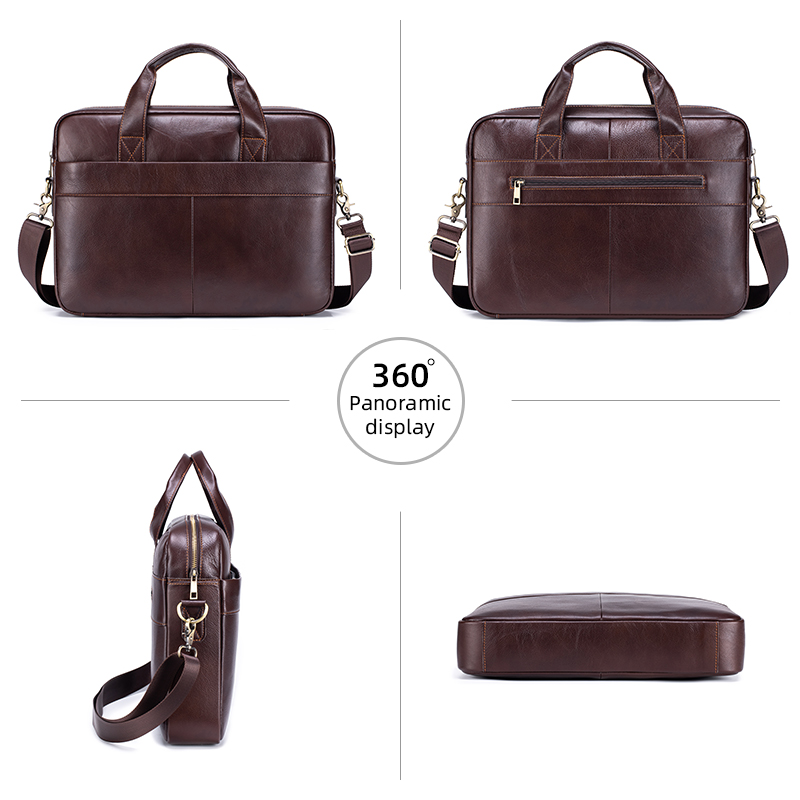 Genuine Leather Men's Briefcas - Luxury Bags For Laptop ulasan dan harga