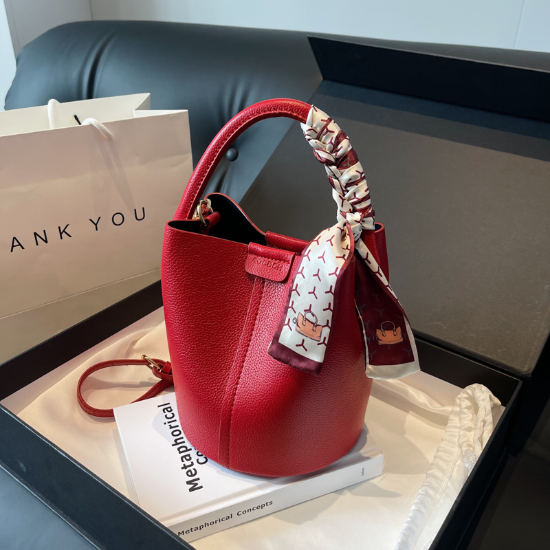 Red PU Bucket Shoulder and Cro - Luxury Bags For Women Sale ulasan dan harga