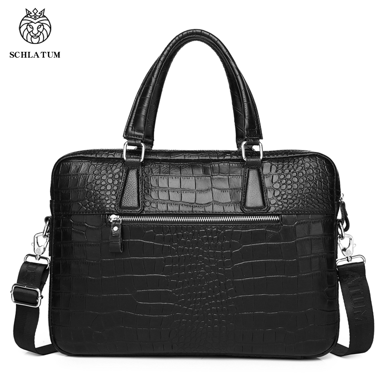 SCHLATUM Genuine Leather Croco - Luxury Bags That Fit Laptop ulasan dan harga