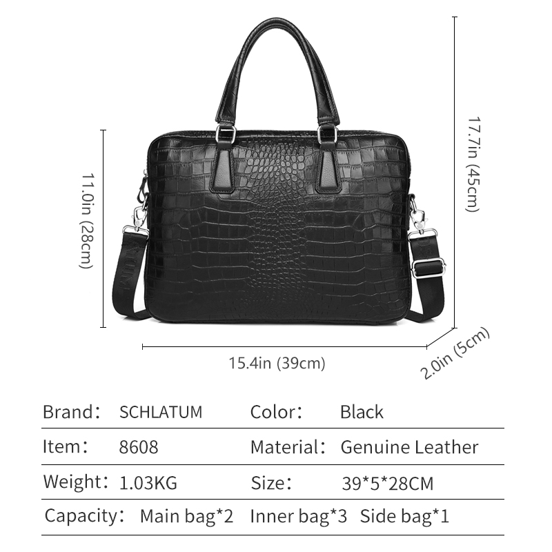 SCHLATUM Genuine Leather Croco - Luxury Bags That Fit Laptop ulasan dan harga