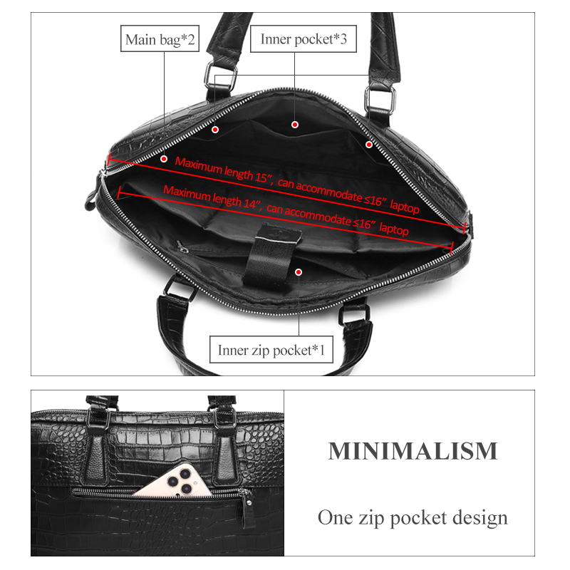 SCHLATUM Genuine Leather Croco - Luxury Bags That Fit Laptop ulasan dan harga