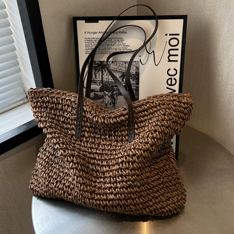Straw Woven Tote Bags Casual L - Luxury Bags Reseller ulasan dan harga
