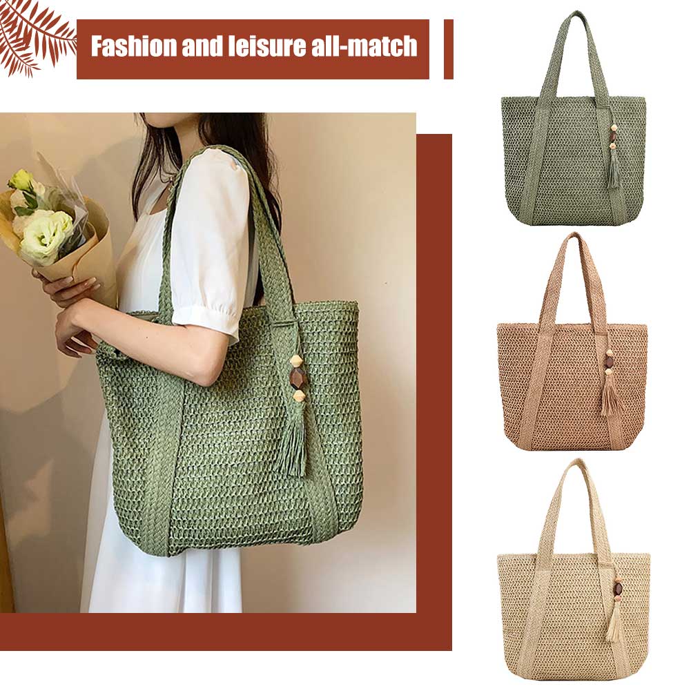 Summer Straw Women Bag Hand-Wo - Luxury Beach Bags Ysl ulasan dan harga