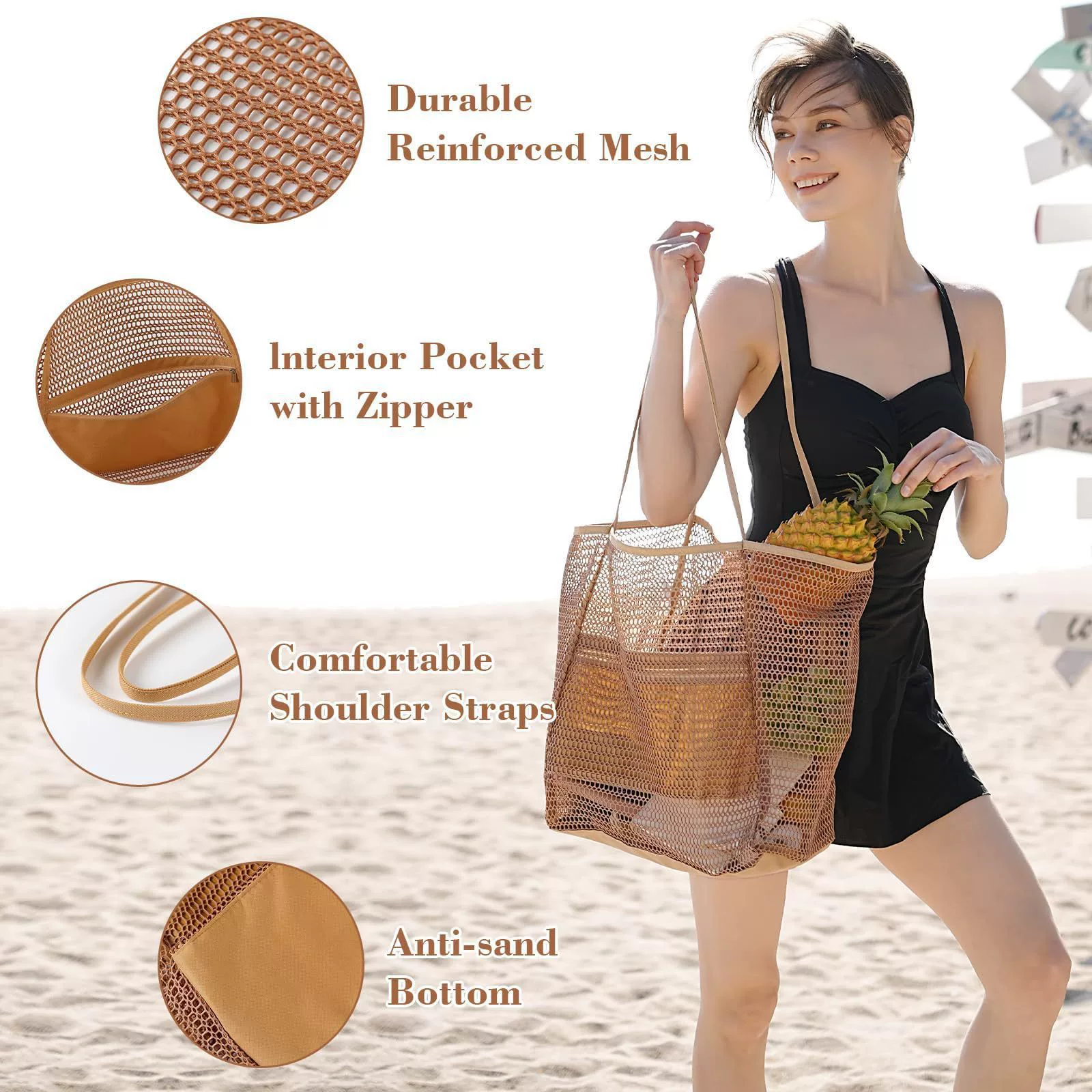 Foldable Mesh Beach Bag Large  - Luxury Beach Bags Ysl ulasan dan harga