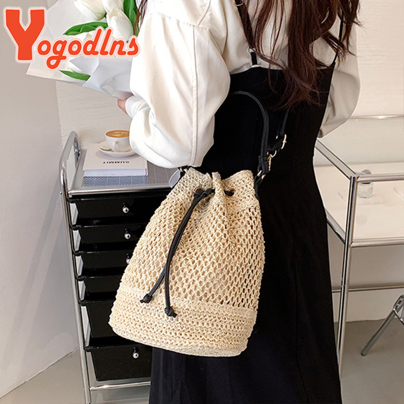 Summer Braided Straw Bucket Ba - Luxury Beach Bags Ysl ulasan dan harga